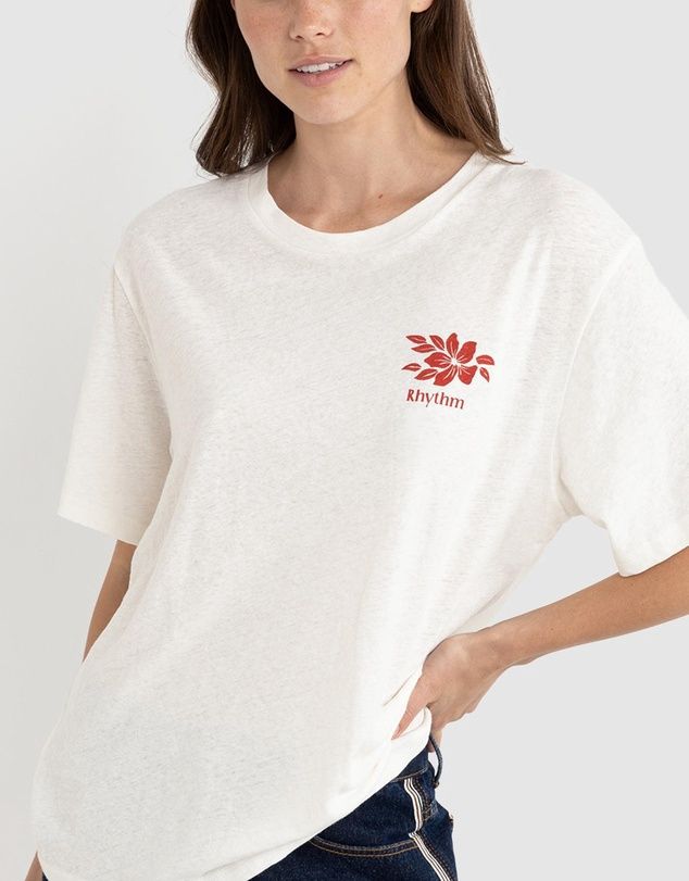 RHYTHM WOMENS LEILANI OVERSIZED SS TEE - VINTAGE WHITE