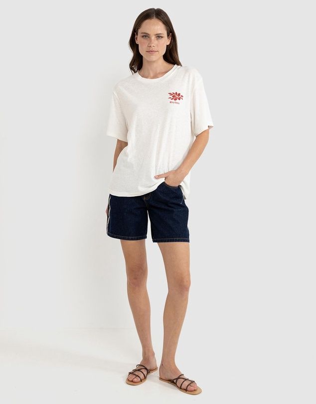 RHYTHM WOMENS LEILANI OVERSIZED SS TEE - VINTAGE WHITE