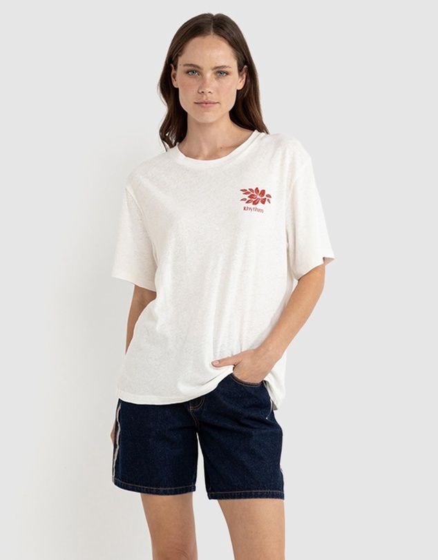 RHYTHM WOMENS LEILANI OVERSIZED SS TEE - VINTAGE WHITE