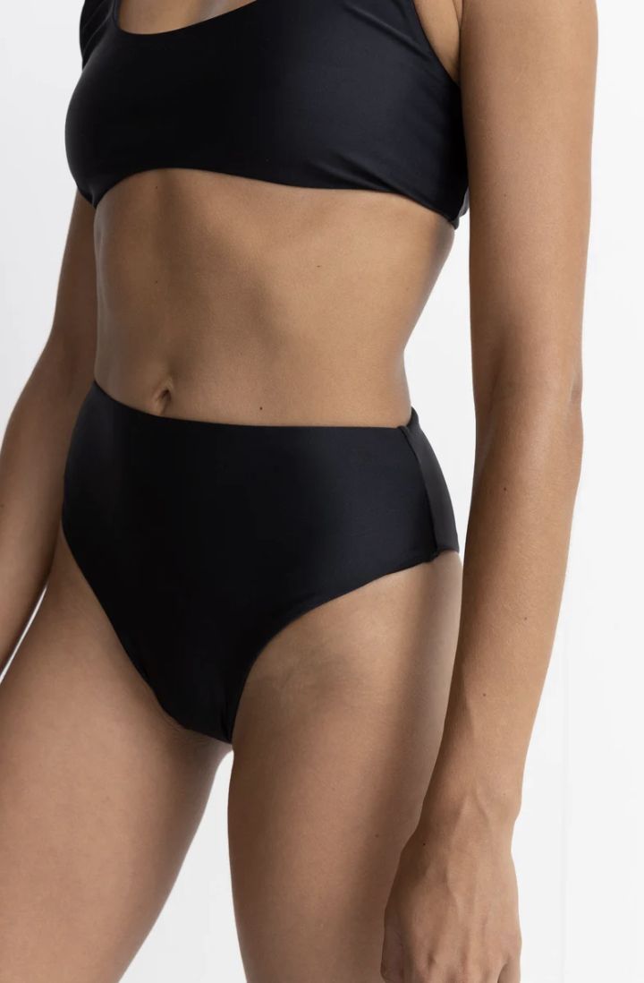 RHYTHM WOMENS CLASSIC HI WAIST BIKINI PANT - BLACK