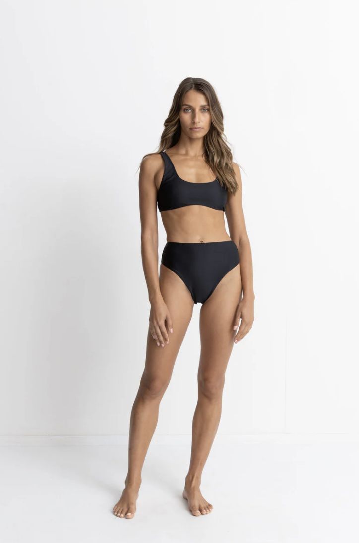 RHYTHM WOMENS CLASSIC HI WAIST BIKINI PANT - BLACK