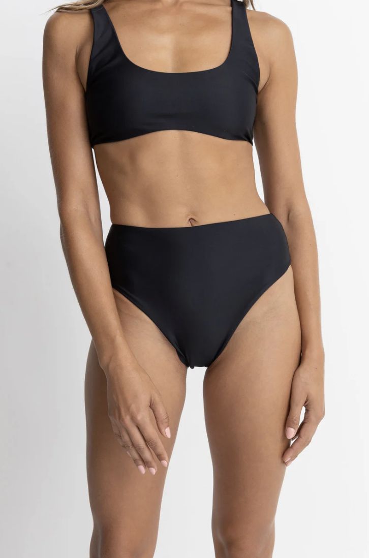 RHYTHM WOMENS CLASSIC HI WAIST BIKINI PANT - BLACK
