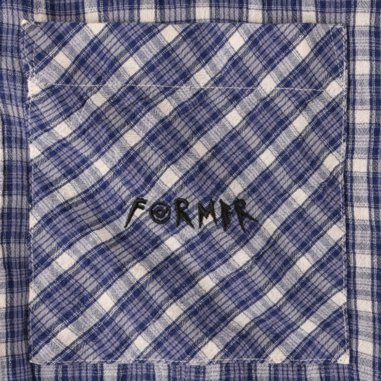 FORMER MENS MANNERS CHECK SS SHIRT - VINTAGE NAVY