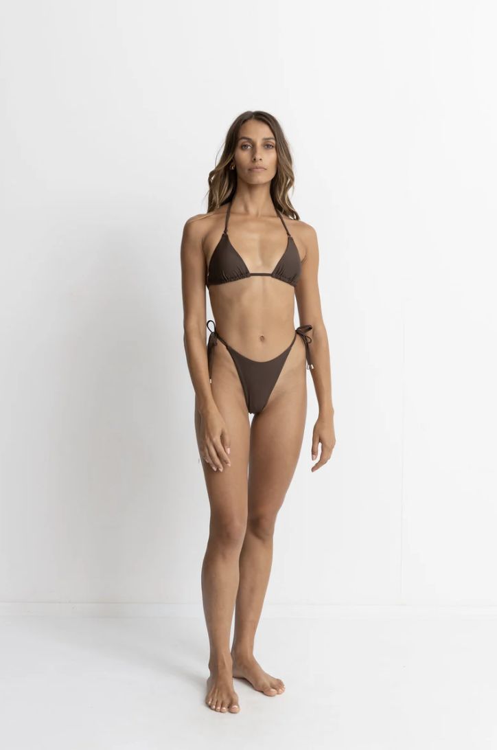 RHYTHM WOMENS CLASSIC SLIDE TRI BIKINI TOP - CHOCOLATE