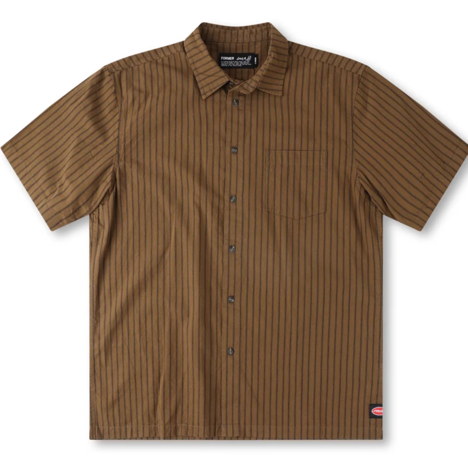 FORMER MENS REYNOLDS STRIPE SS SHIRT - BARK