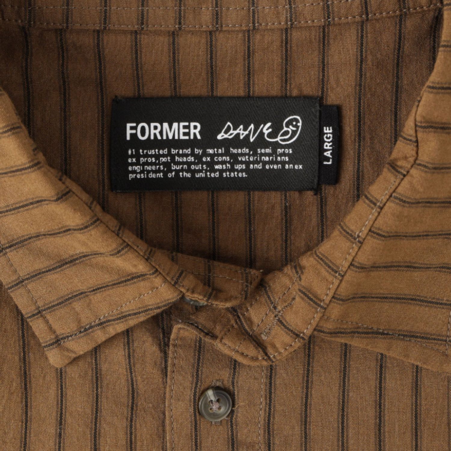 FORMER MENS REYNOLDS STRIPE SS SHIRT - BARK