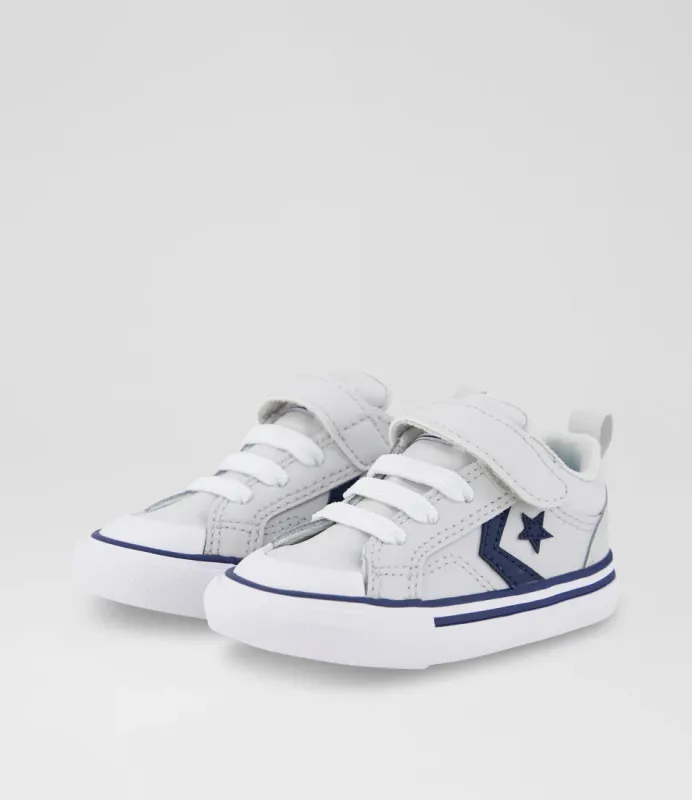 CONVERSE KIDS INFANT PRO BLAZE STRAP LTH - BARLEY GREY / NAVY / WHITE