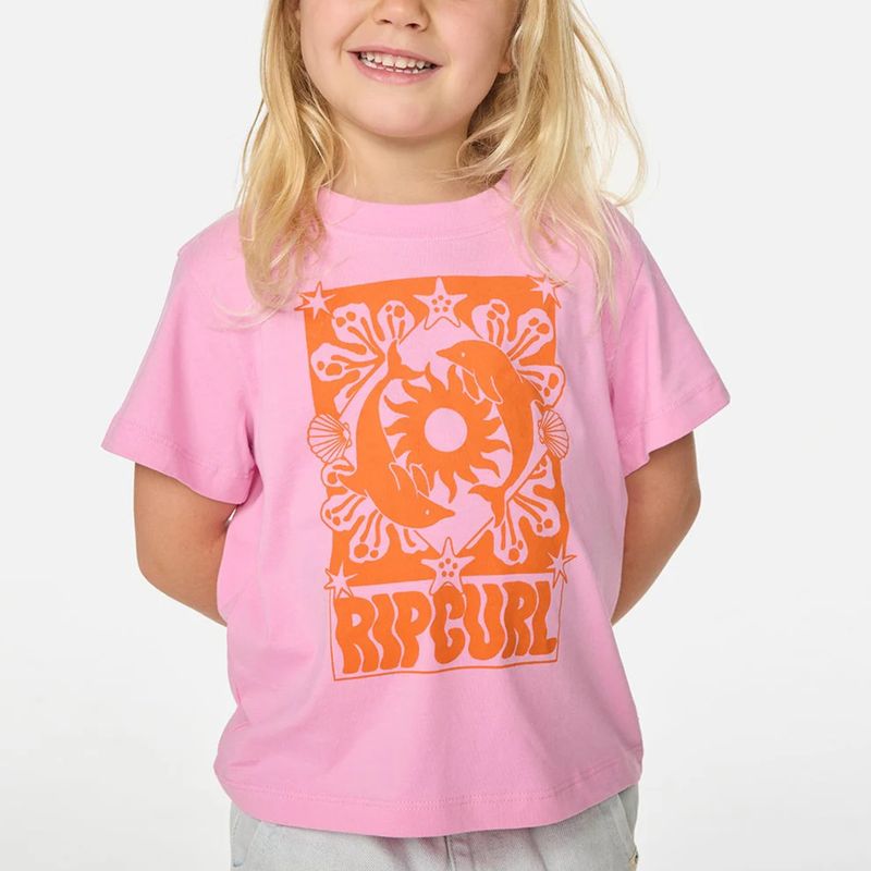 RIP CURL GIRLS SUN SWELL DOLPHIN SS TEE - BRIGHT PINK
