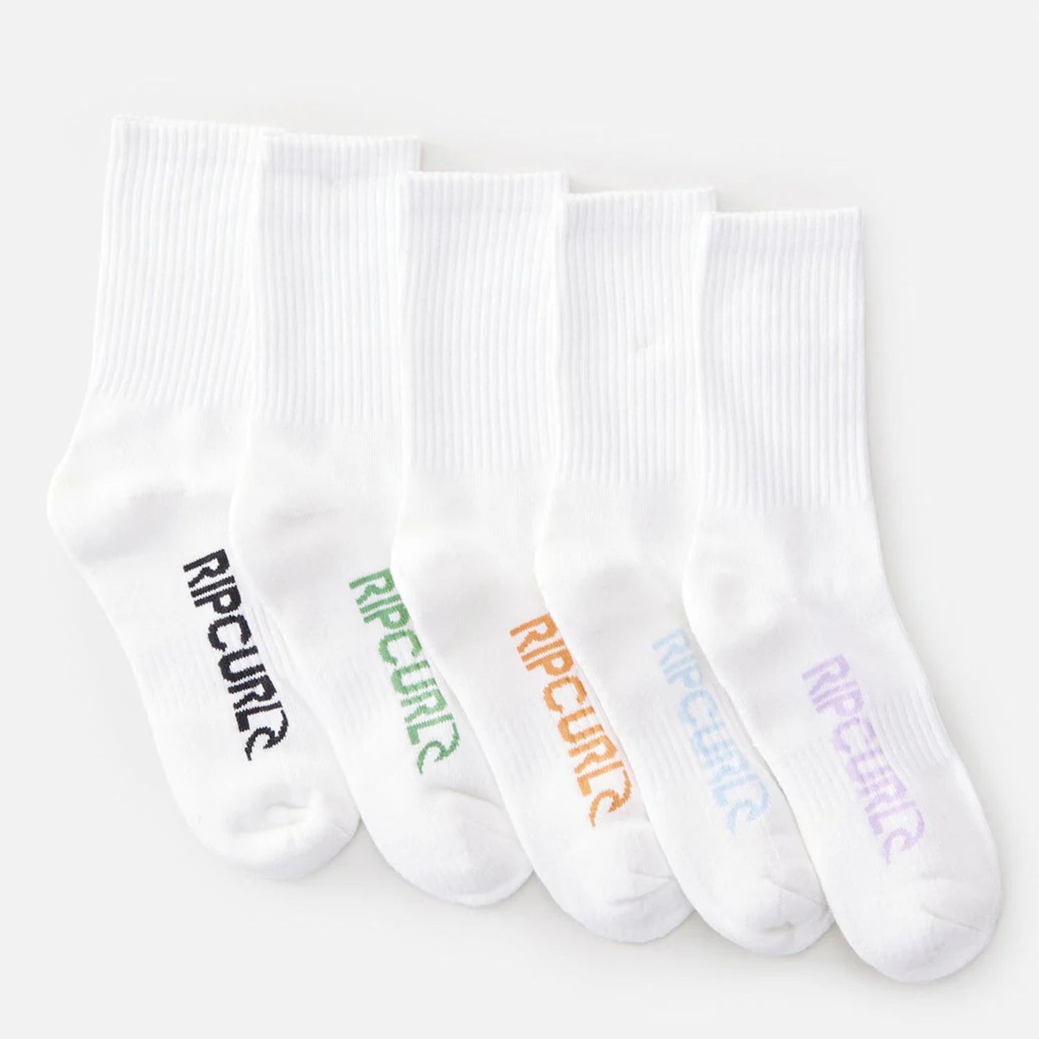 RIP CURL BOYS SCHOOL CREW SOCK - 5 PACK - WHITE