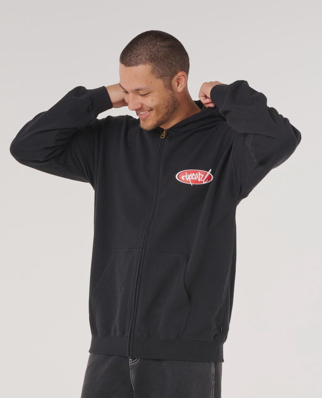 RIP CURL MENS RIP SCRIPT  ZIP THRU HOOD - BLACK