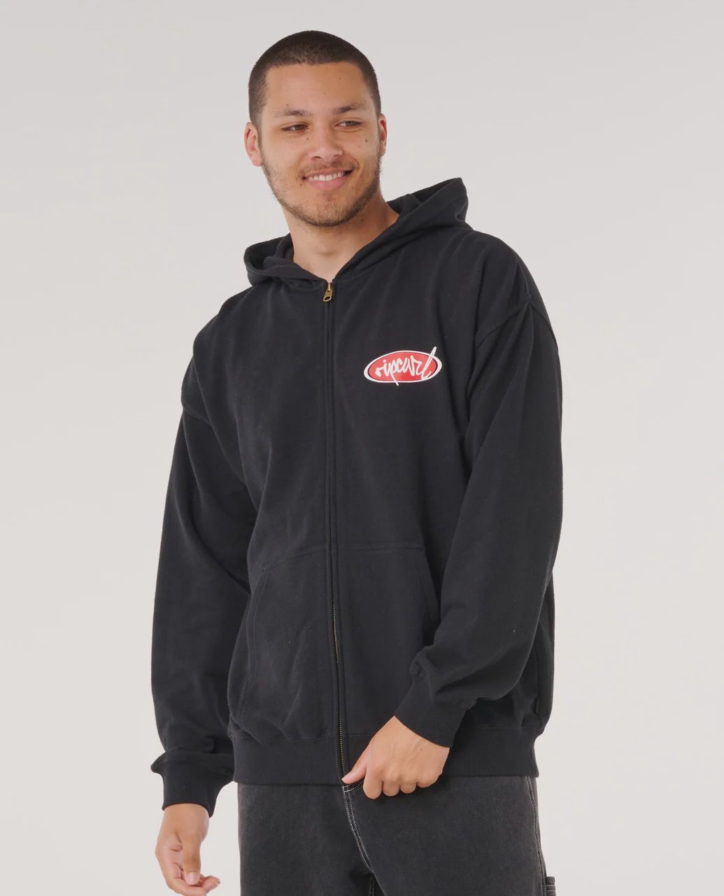 RIP CURL MENS RIP SCRIPT  ZIP THRU HOOD - BLACK