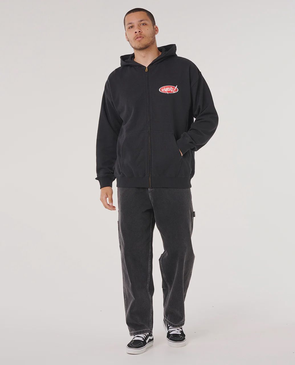 RIP CURL MENS RIP SCRIPT  ZIP THRU HOOD - BLACK