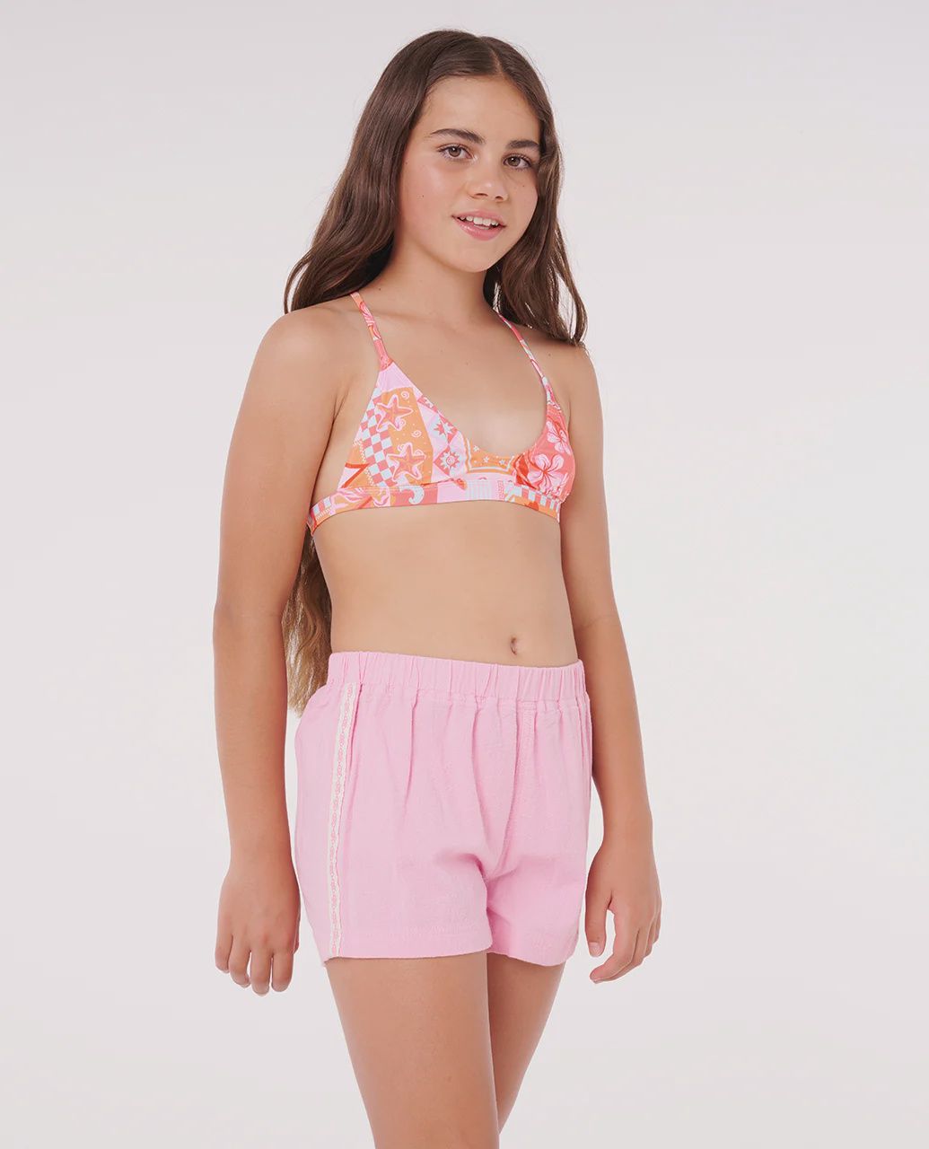 RIP CURL GIRLS SURF LUXE SUMMER SHORT - BRIGHT PINK