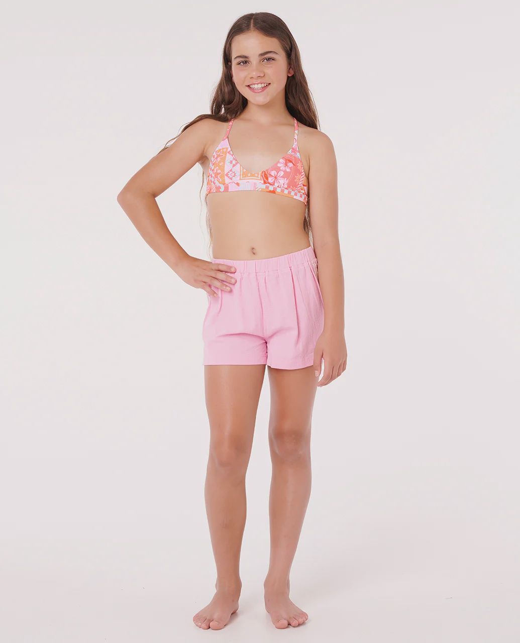 RIP CURL GIRLS SURF LUXE SUMMER SHORT - BRIGHT PINK