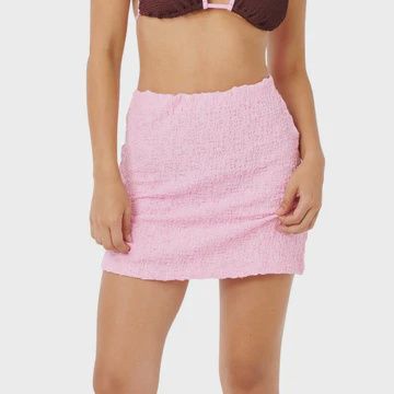RIP CURL WOMENS SUNSET LUAU TEXTURED SKIRT  PASTEL PINK