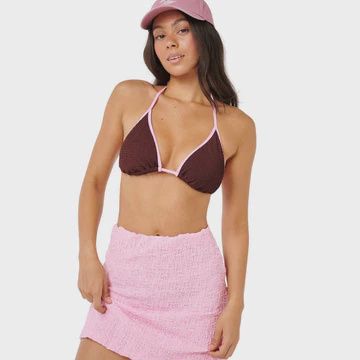 RIP CURL WOMENS SUNSET LUAU TEXTURED SKIRT  PASTEL PINK