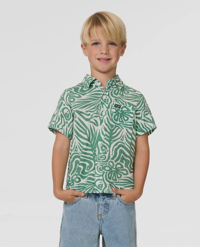 RIP CURL BOYS COSMIC SURFING SS SHIRT - GREEN