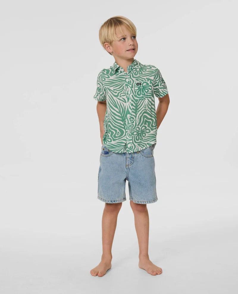 RIP CURL BOYS COSMIC SURFING SS SHIRT - GREEN