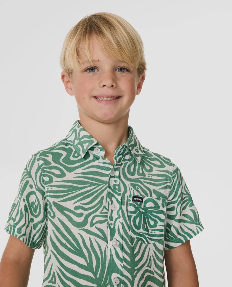 RIP CURL BOYS COSMIC SURFING SS SHIRT - GREEN
