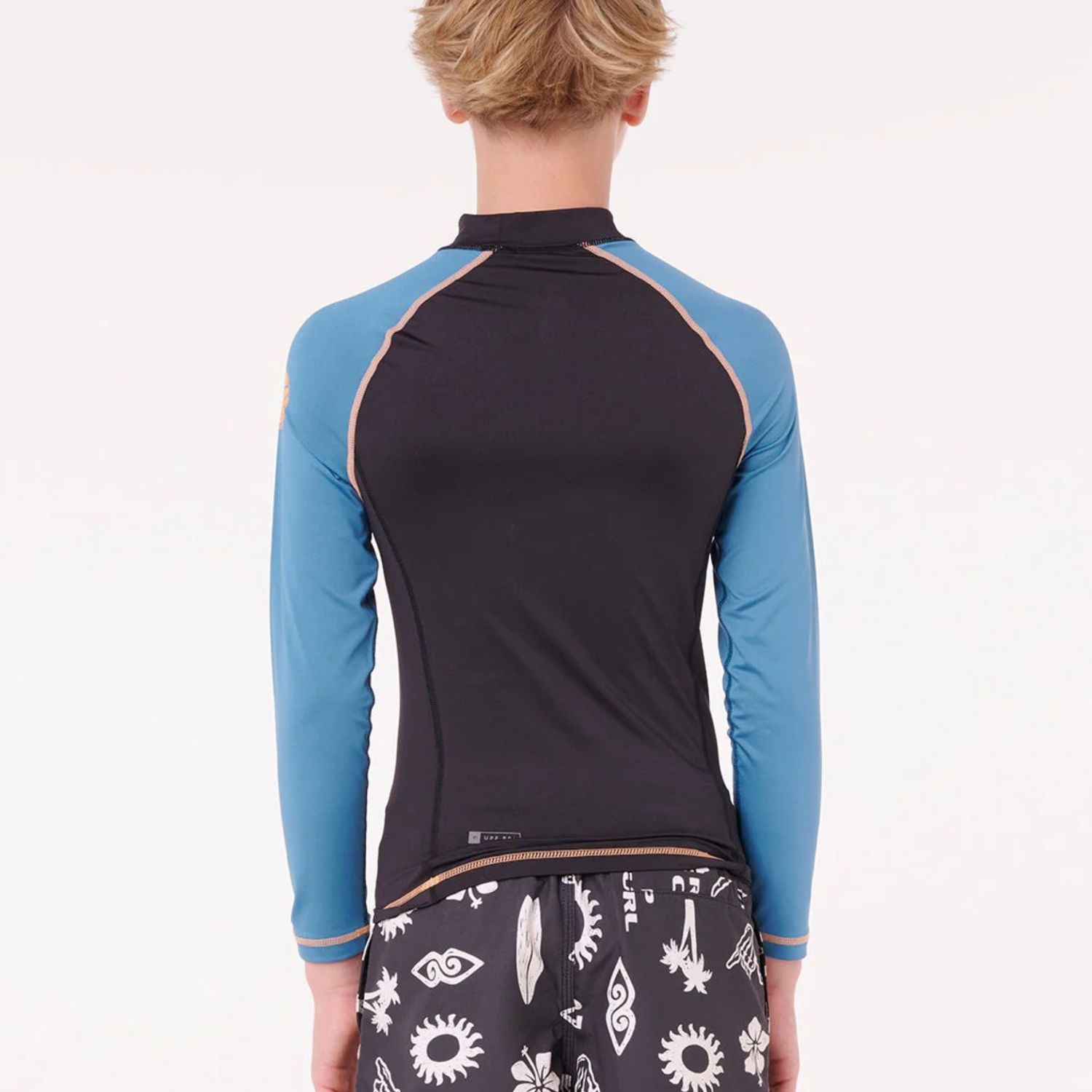 RIP CURL BOYS SHOCK UPF LS RASH VEST - STORM BLUE