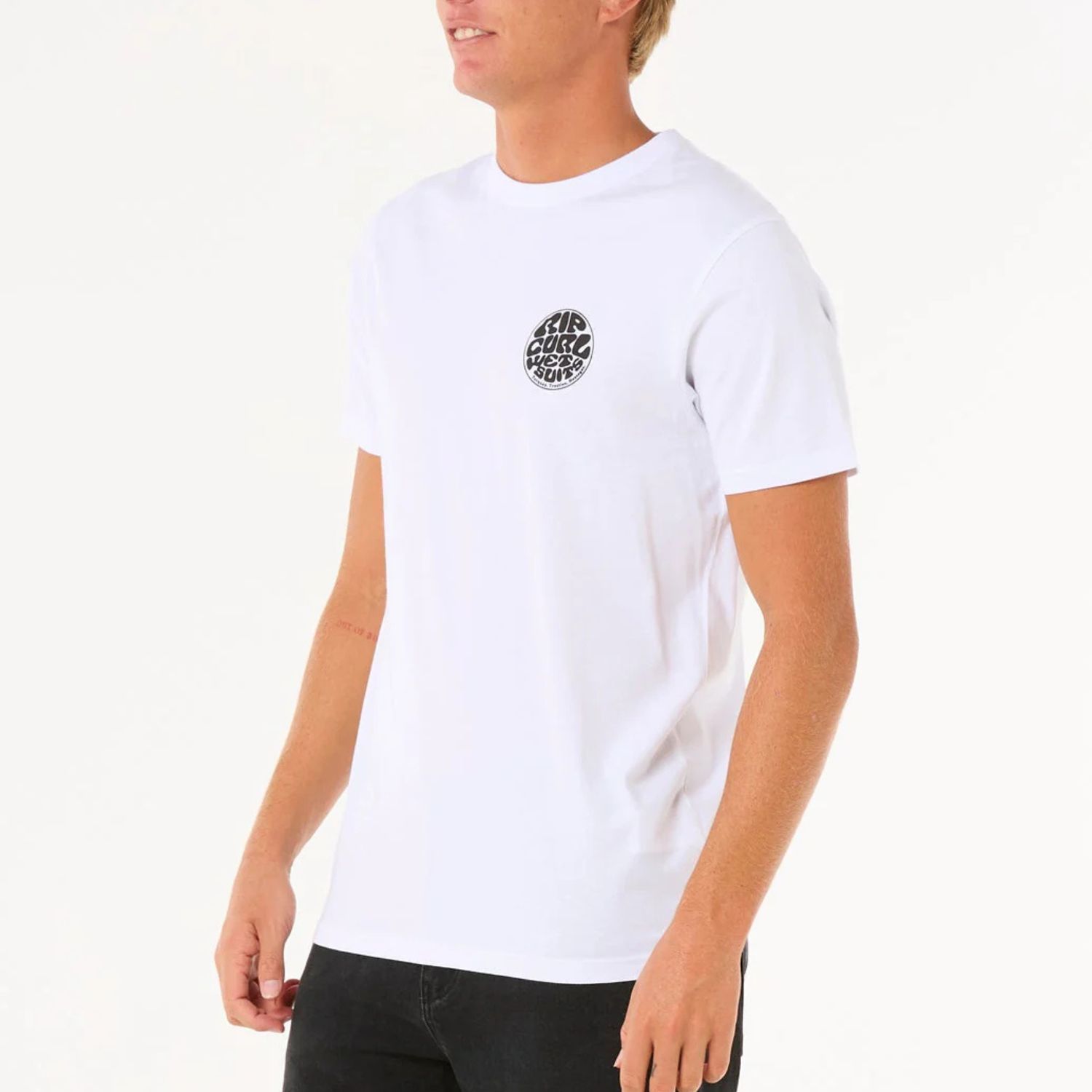 RIP CURL MENS WETTIE ICON SS TEE - OPTICAL WHITE
