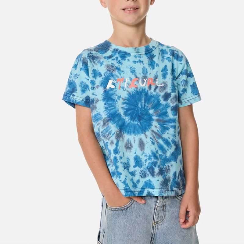 RIP CURL BOYS AOTS TIE DYE SS TEE - DARK BLUE
