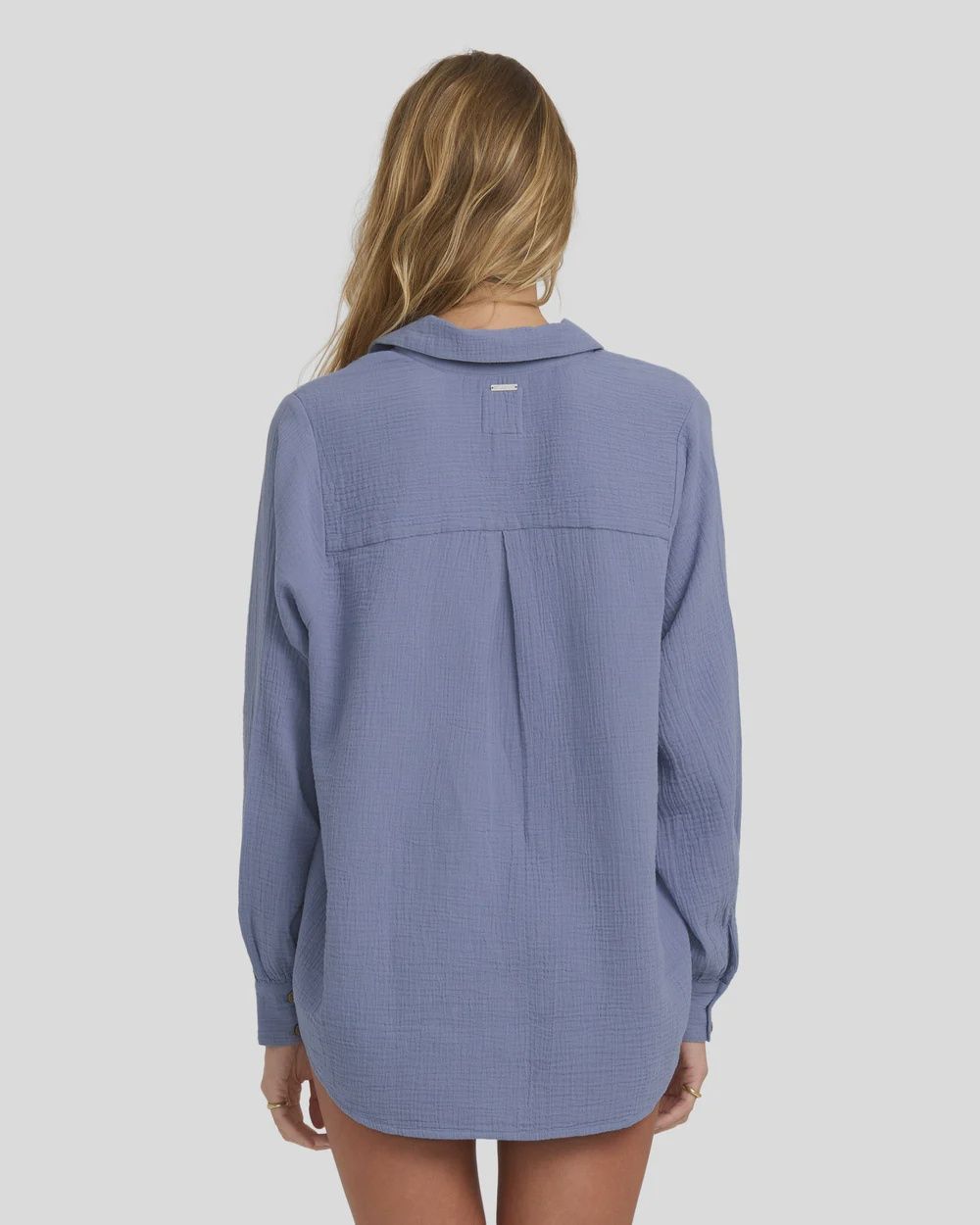 BILLABONG WOMENS SWEET SWELL LS WOVEN SHIRT - STONE BLUE