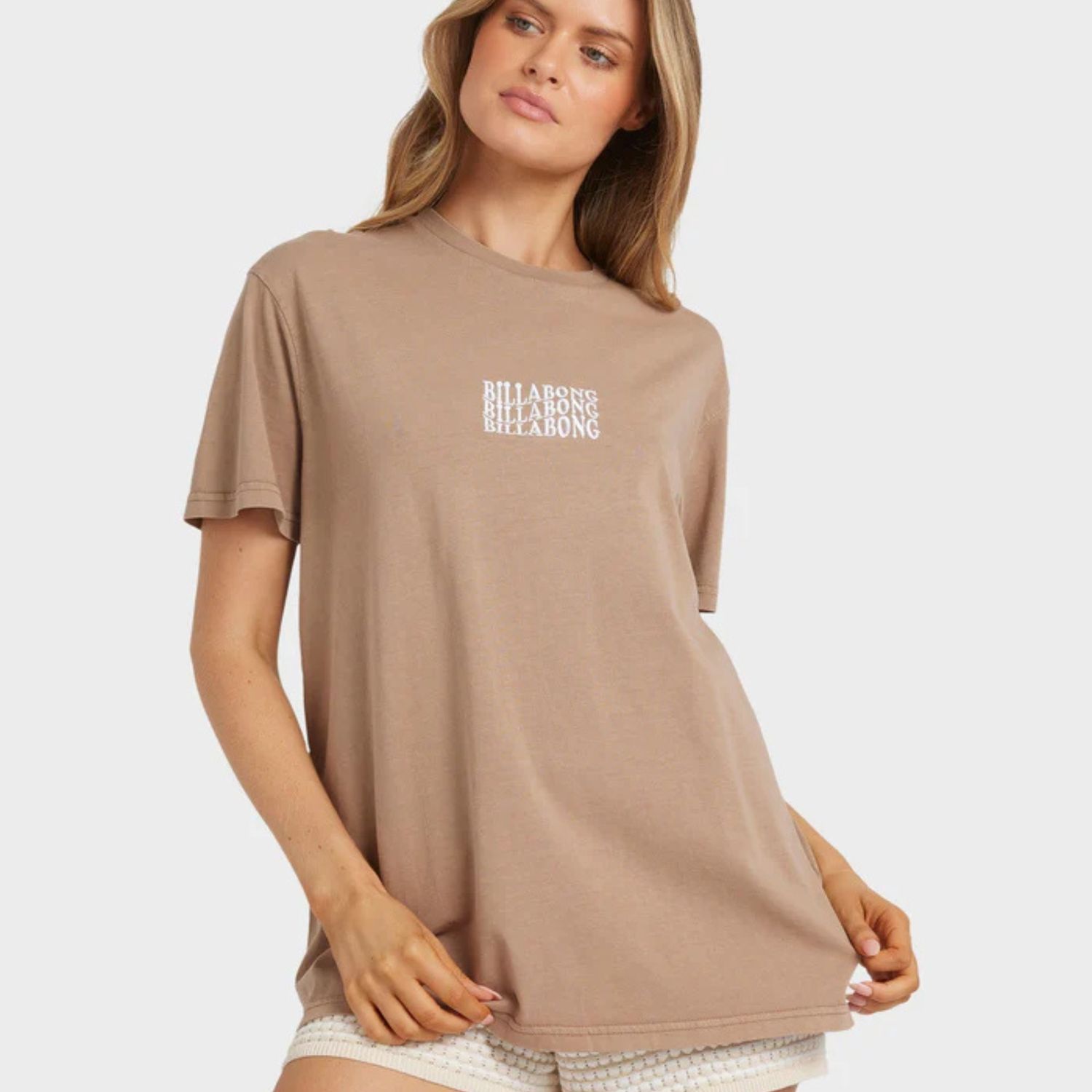 BILLABONG WOMENS SURF HIGH SS TEE - MUSHROOM