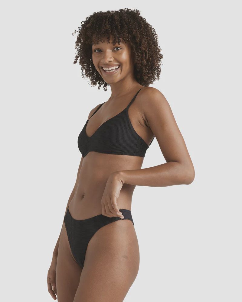 BILLABONG WOMENS TANLINES V BRALETTE BIKINI TOP - BLACK