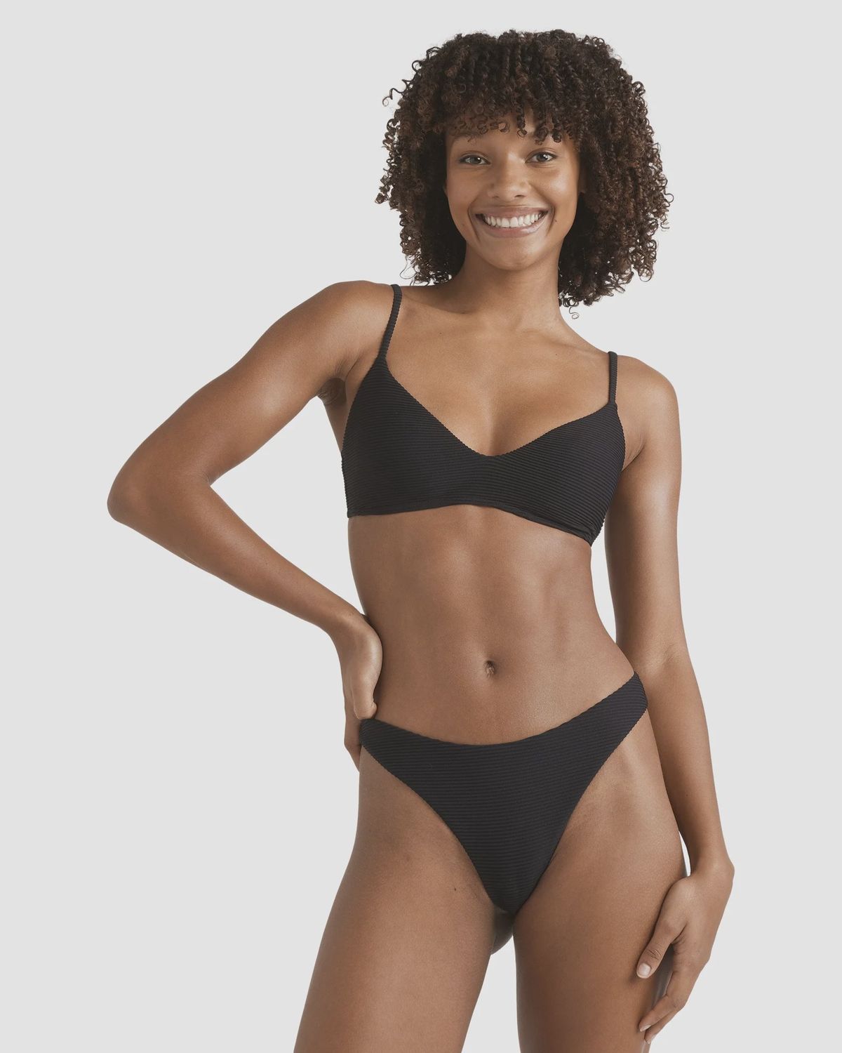 BILLABONG WOMENS TANLINES V BRALETTE BIKINI TOP - BLACK