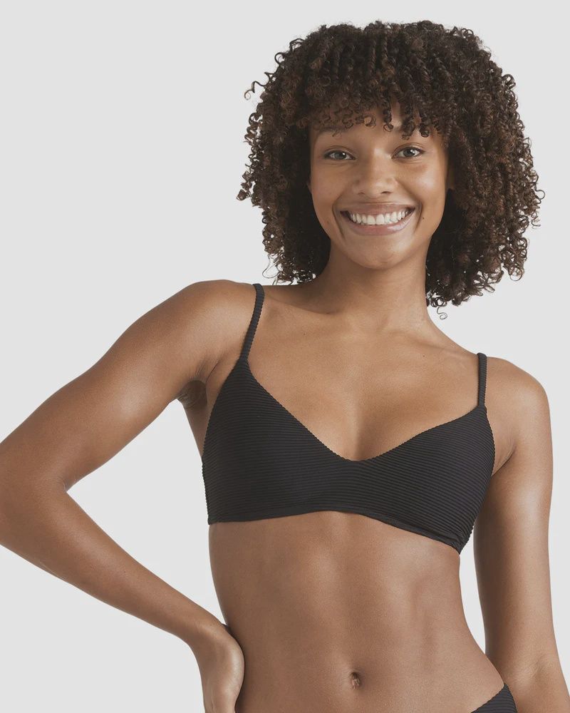 BILLABONG WOMENS TANLINES V BRALETTE BIKINI TOP - BLACK