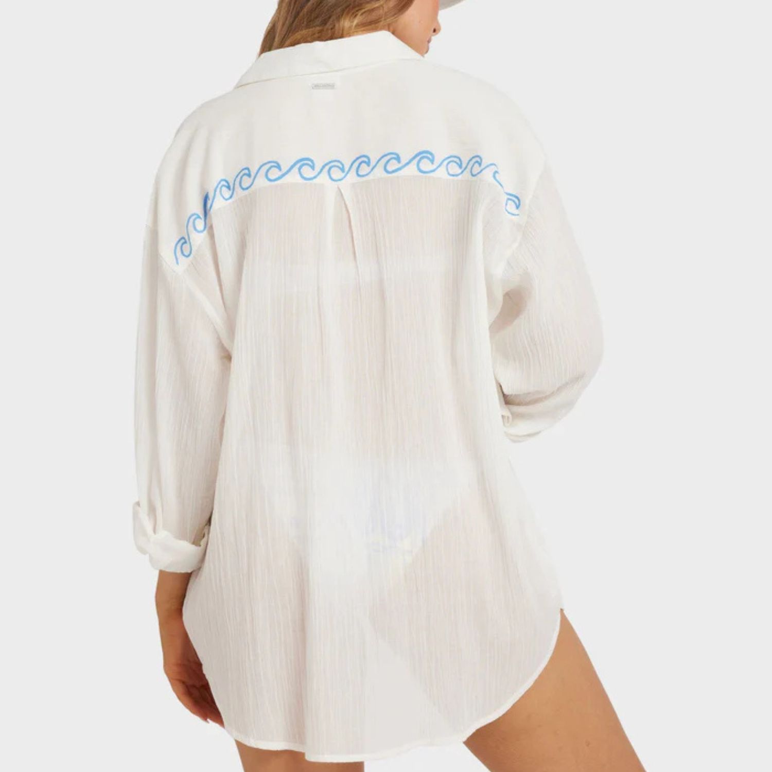 BILLABONG WOMENS FIND ME HERE LS WOVEN SHIRT - SALT CRYSTAL