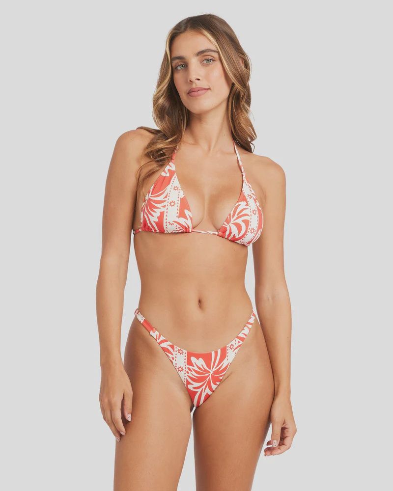 BILLABONG WOMENS ROW OF PALMS REMI TRI BIKINI TOP - RED ALOHA