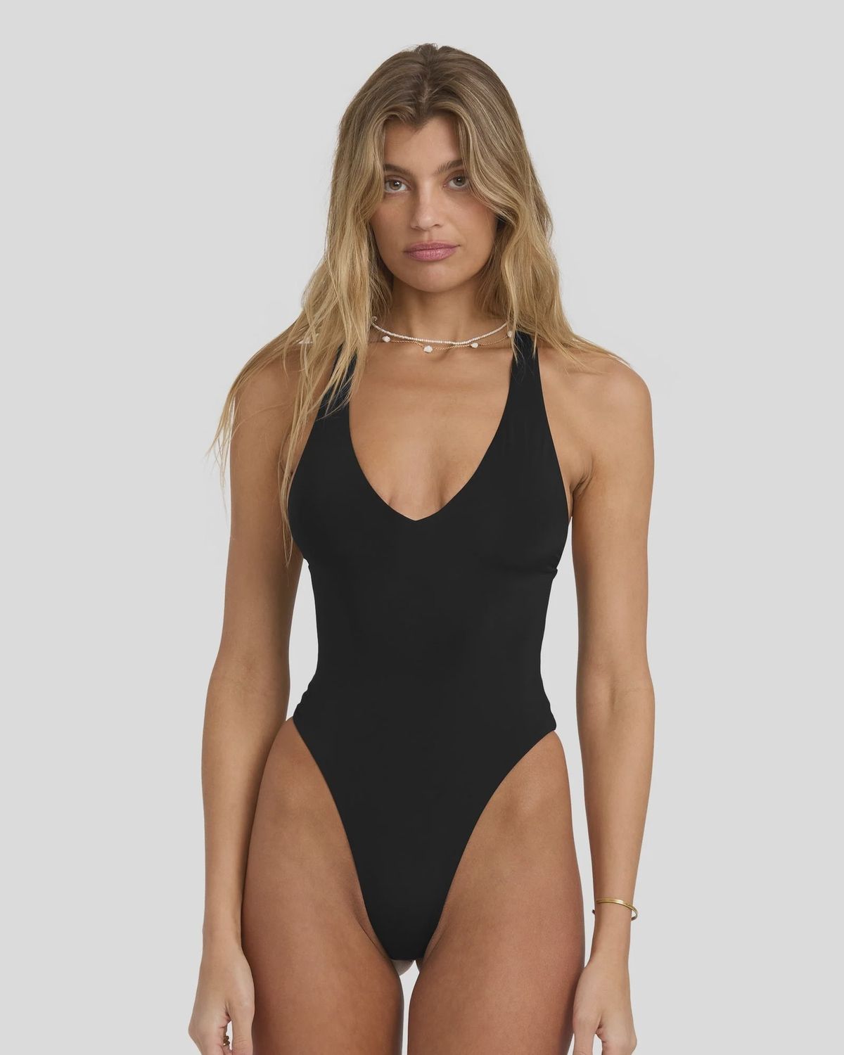 BILLABONG WOMENS SOL SEARCHER HALTER ONE PIECE SWIMSUIT - BLACK PEBBLE