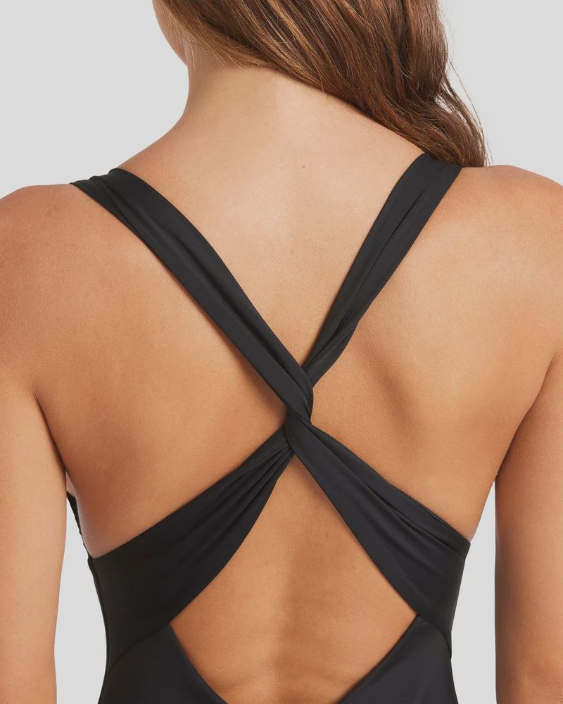 BILLABONG WOMENS SOL SEARCHER HALTER ONE PIECE SWIMSUIT - BLACK PEBBLE