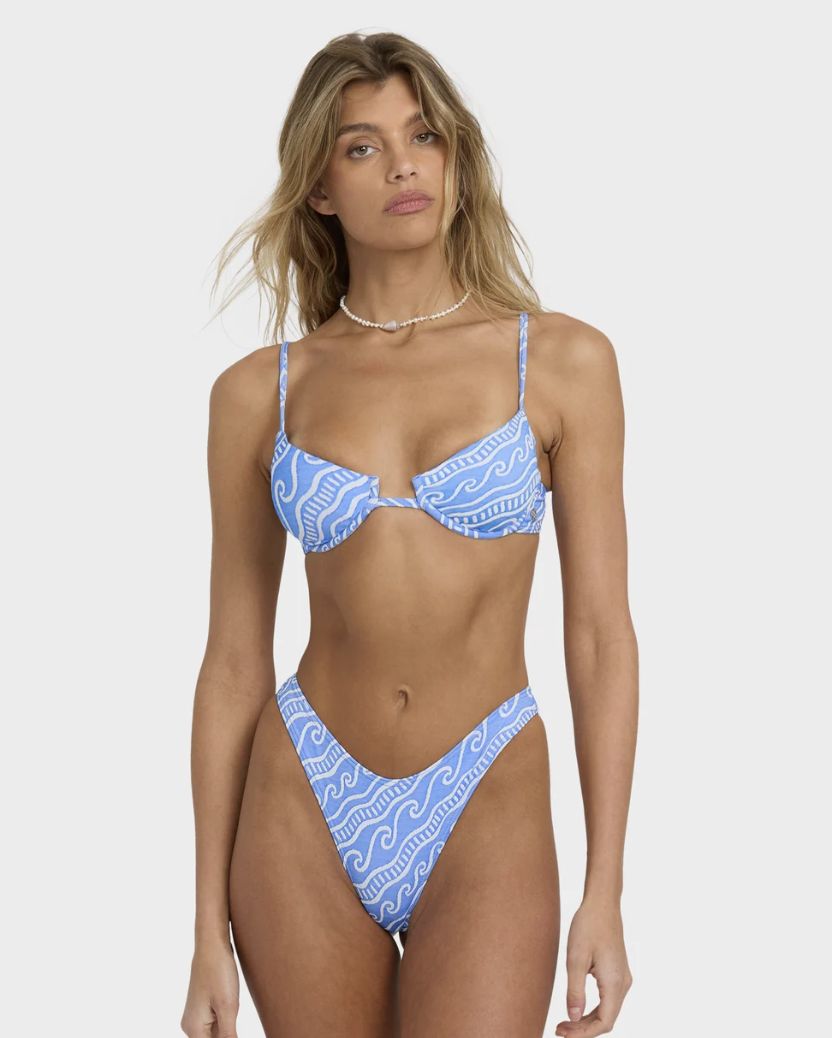 BILLABONG WOMENS MORE THAN WAVES SKIMPY HIKE  SWIM PANT - TIDAL BLUE