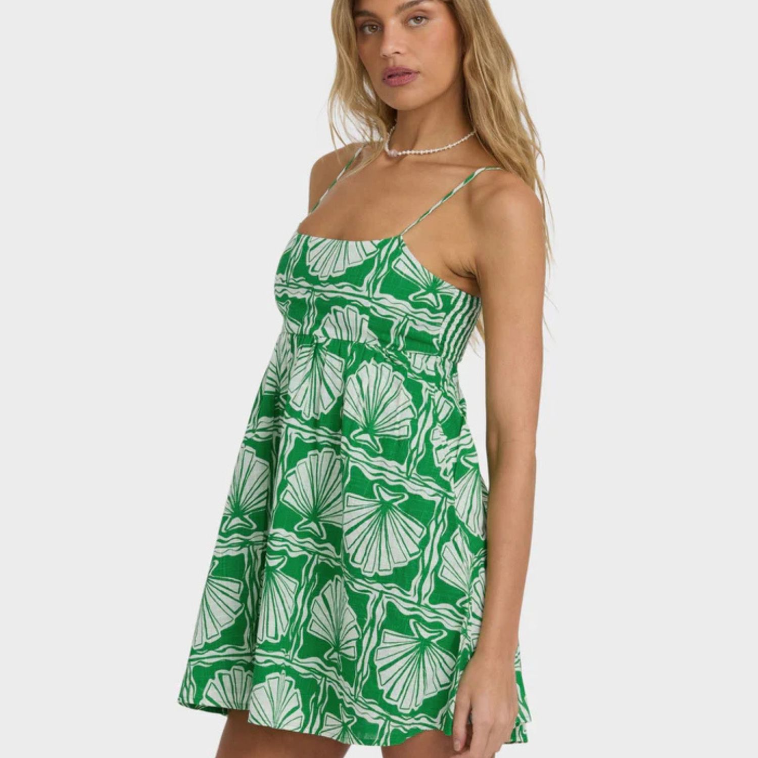 BILLABONG WOMENS SEA SHELL MINI DRESS - KELLY GREEN