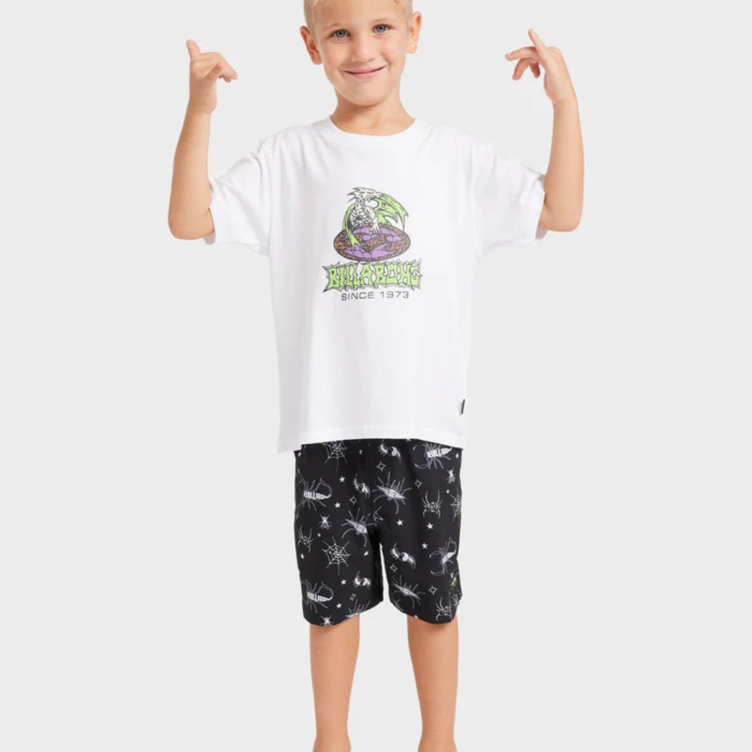 BILLABONG TODDLER BOYS GROMS CREATURES LAYBACK BOARDSHORT - BLACK