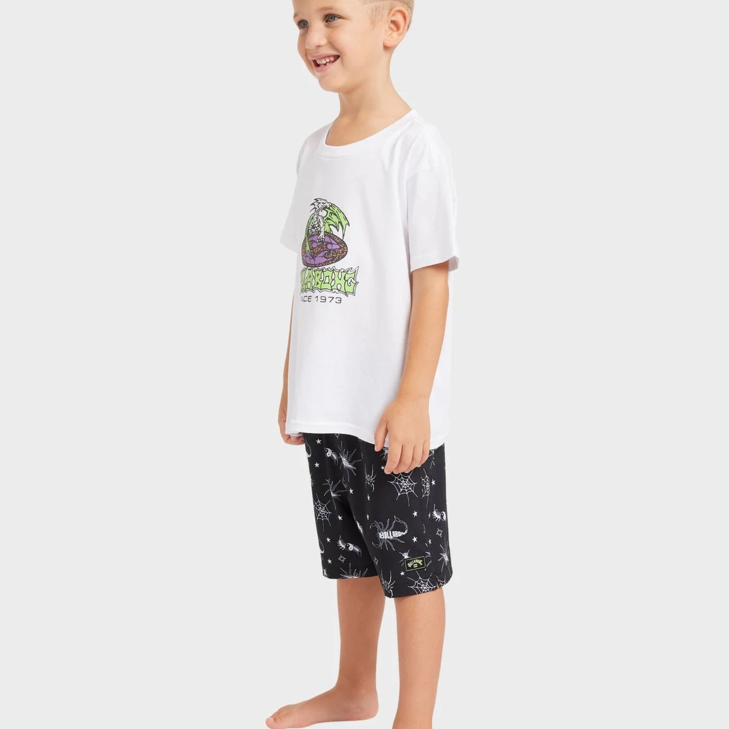 BILLABONG TODDLER BOYS GROMS CREATURES LAYBACK BOARDSHORT - BLACK