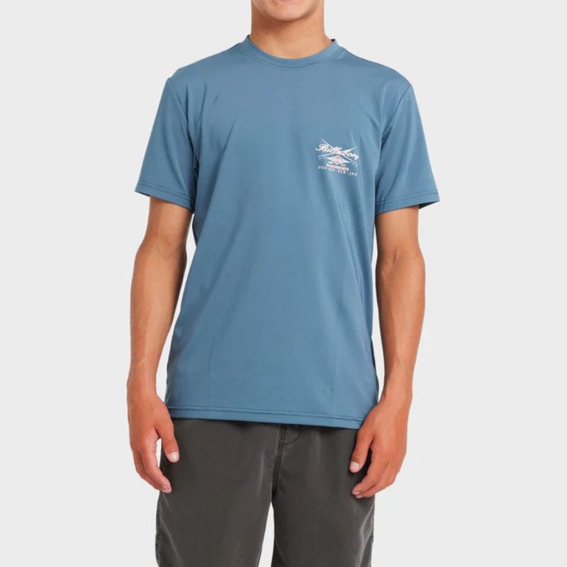 BILLABONG TEEN BOYS BOYS CROSSBOARDS LOOSE FIT SS RASHIE - REAL TEAL