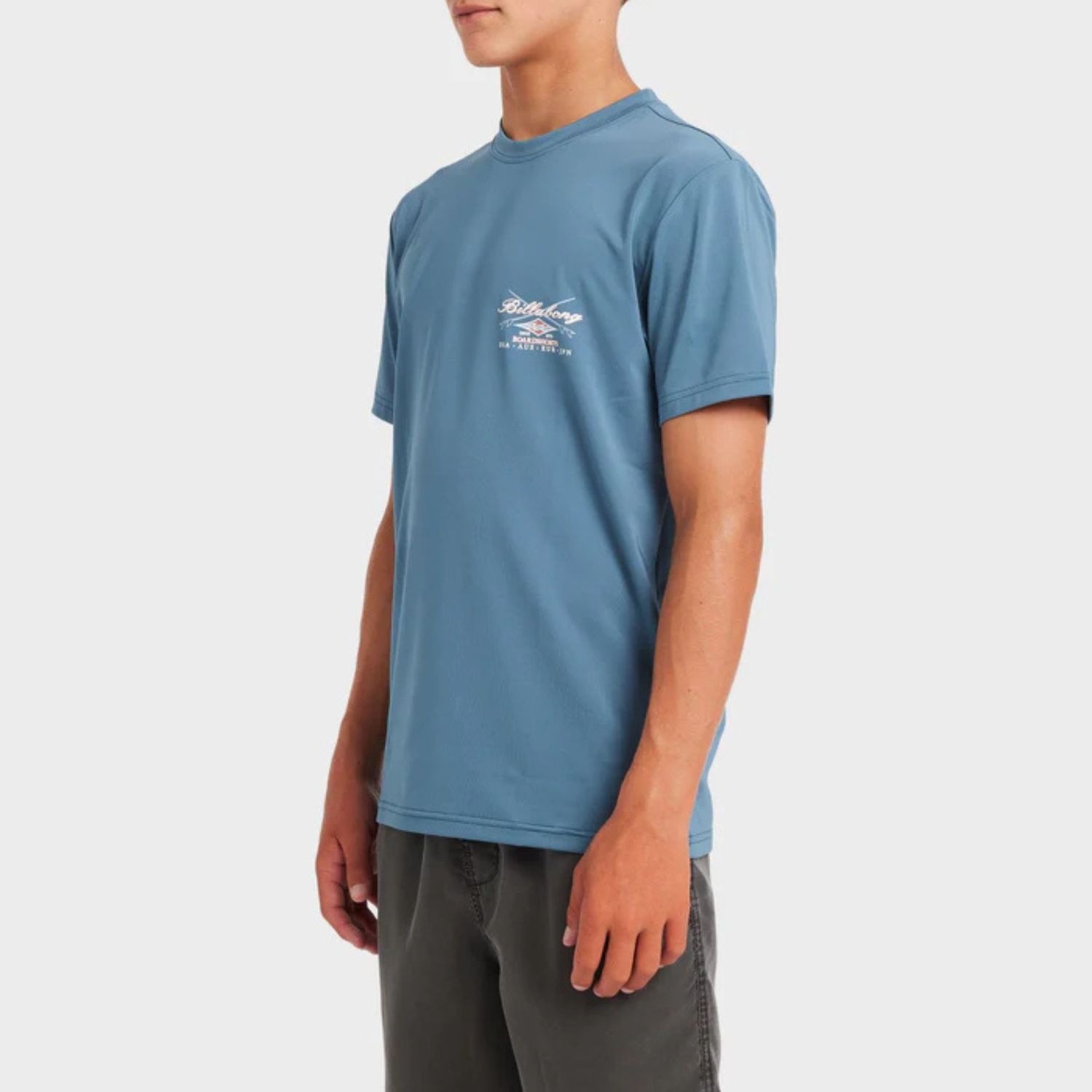 BILLABONG TEEN BOYS BOYS CROSSBOARDS LOOSE FIT SS RASHIE - REAL TEAL