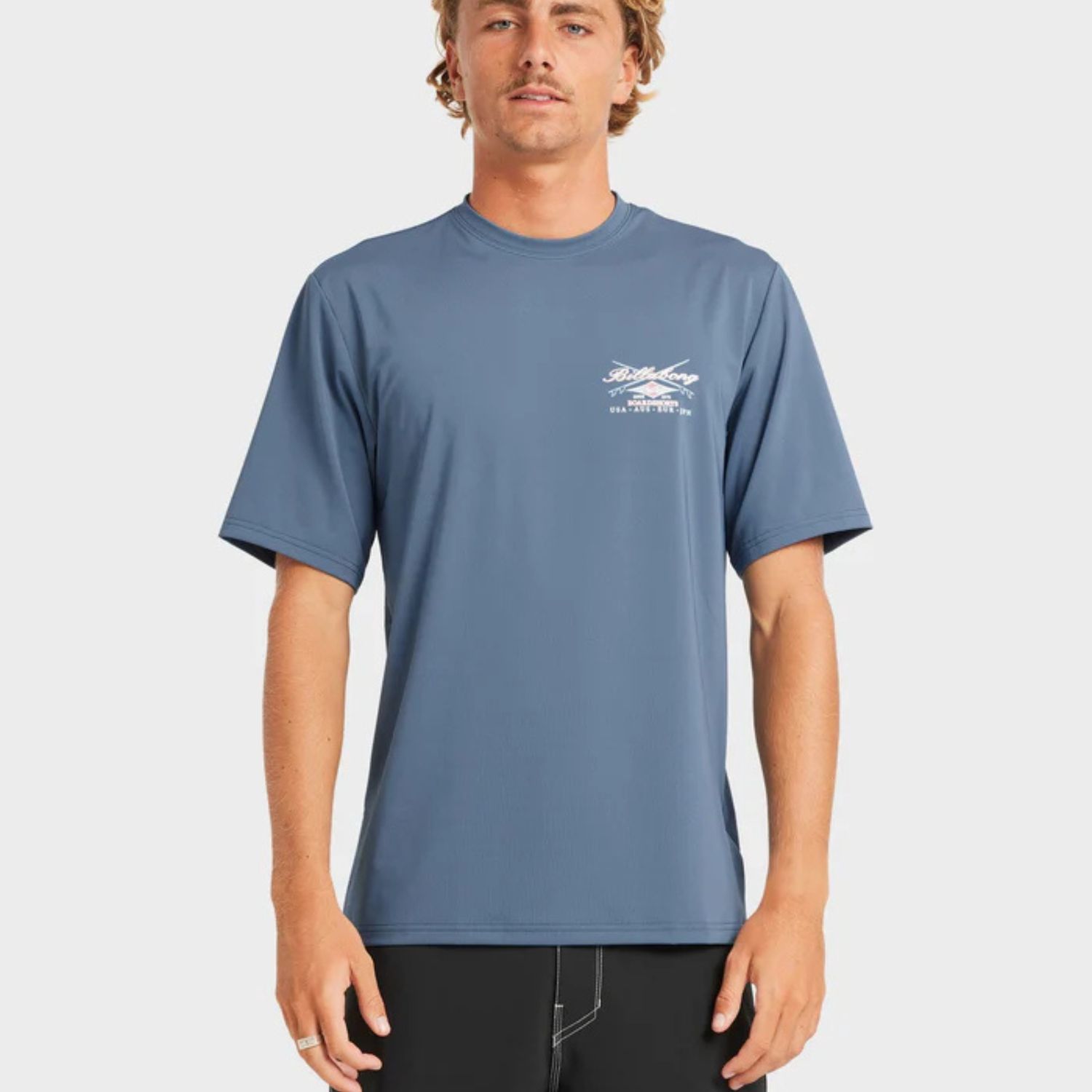 BILLABONG MENS CROSSBOARDS LOOSE FIT SS RASHIE - REAL TEAL