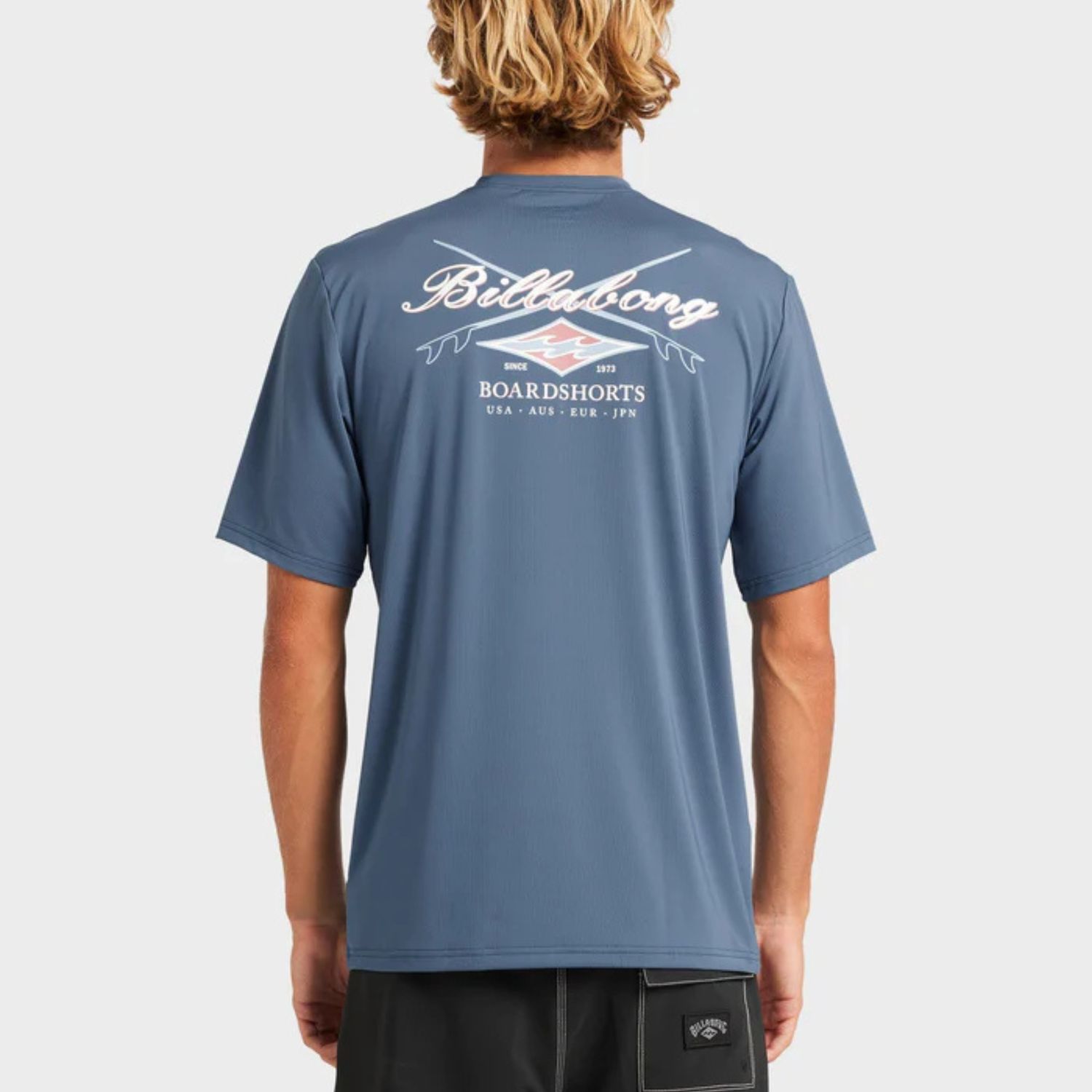 BILLABONG MENS CROSSBOARDS LOOSE FIT SS RASHIE - REAL TEAL