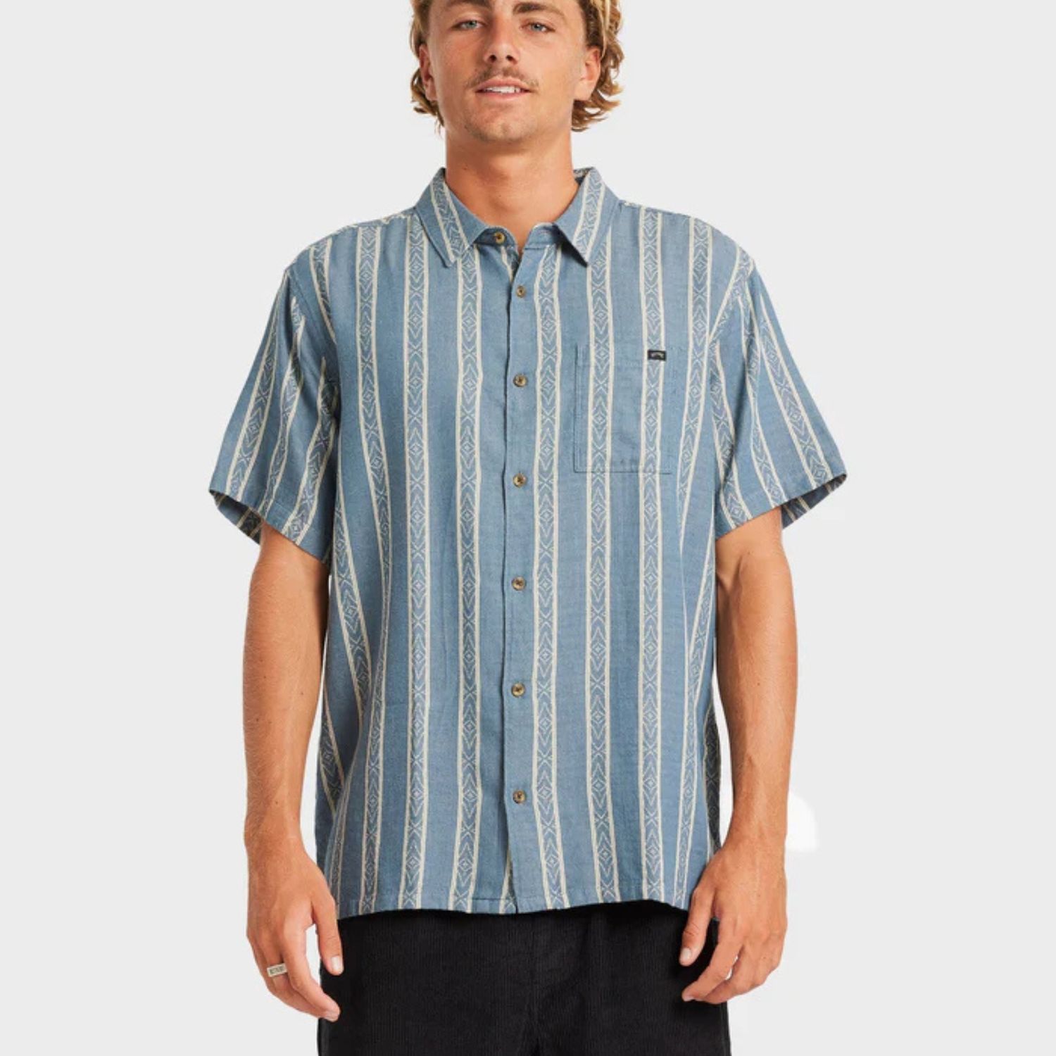 BILLABONG MENS SUNDAYS JACQUARD SS SHIRT - REAL TEAL