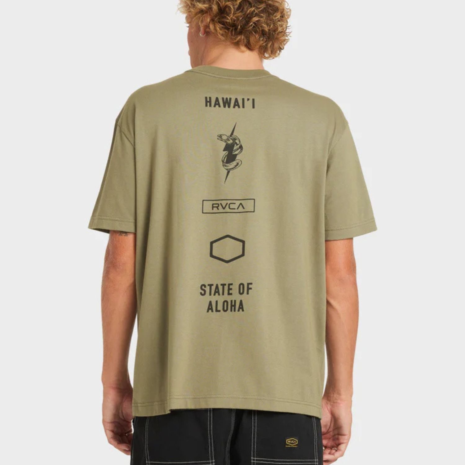 RVCA MENS  HAWAII SQUADRON SS TEE - ARMY