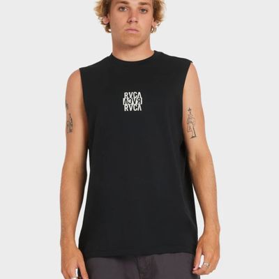 RVCA MENS  STAXED MUSCLE - BLACK