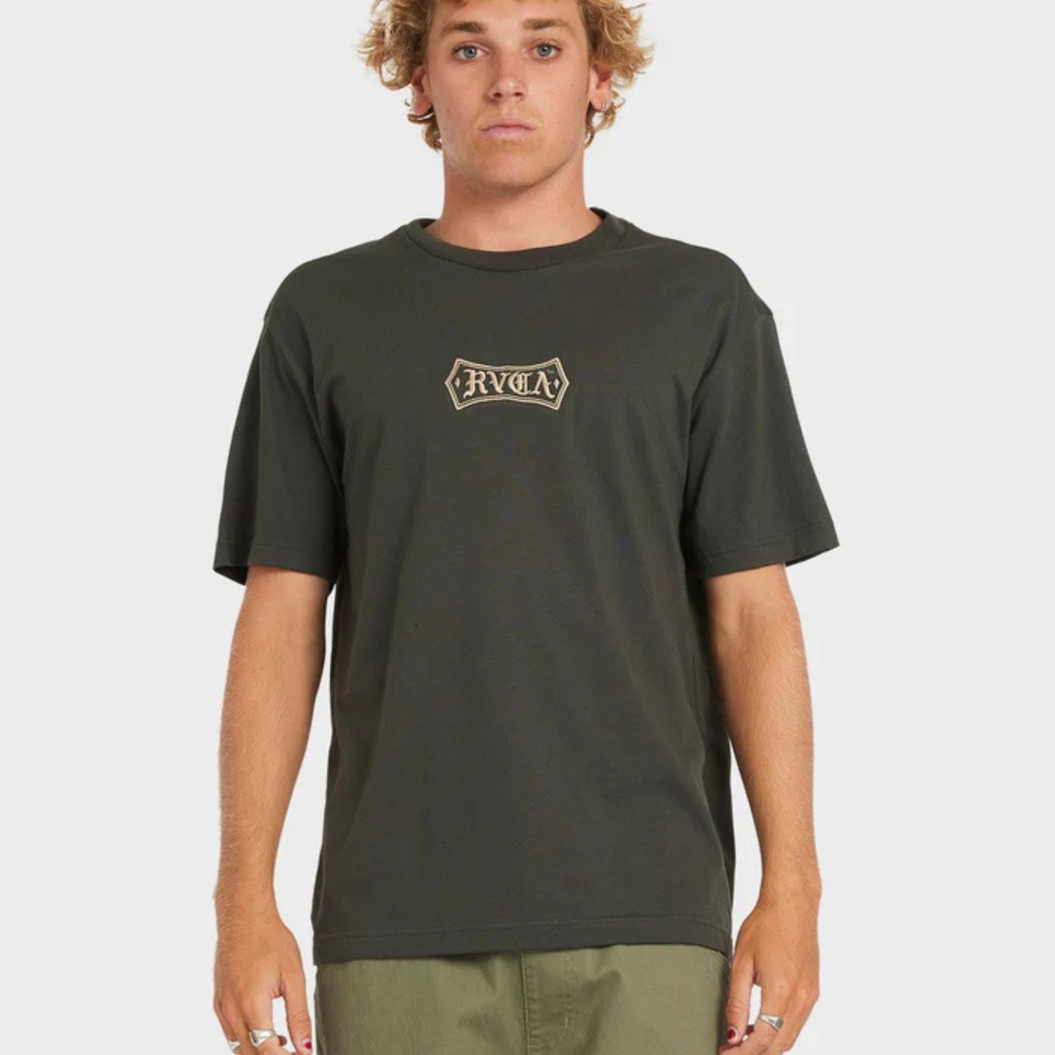 RVCA MENS  MERIC TEXT SS TEE - PIRATE BLACK