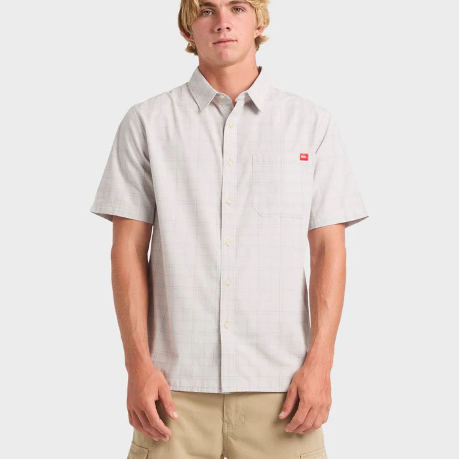 QUIKSILVER MENS  TESTAMENT SS SHIRT - GREY VIOLET