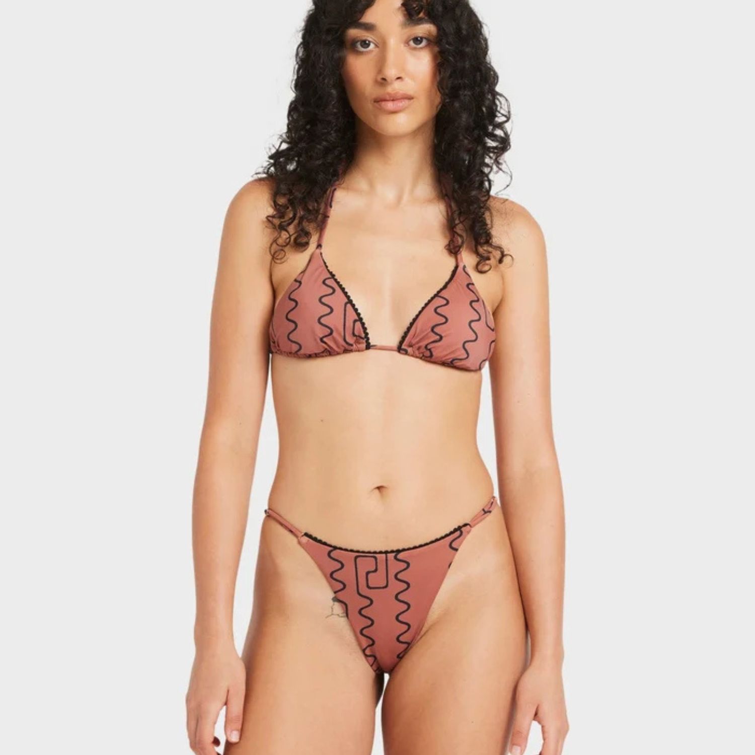 RVCA WOMENS THOUGHT PATTERN ULTRA SKIMPY SWIM PANT - MAHOGANY