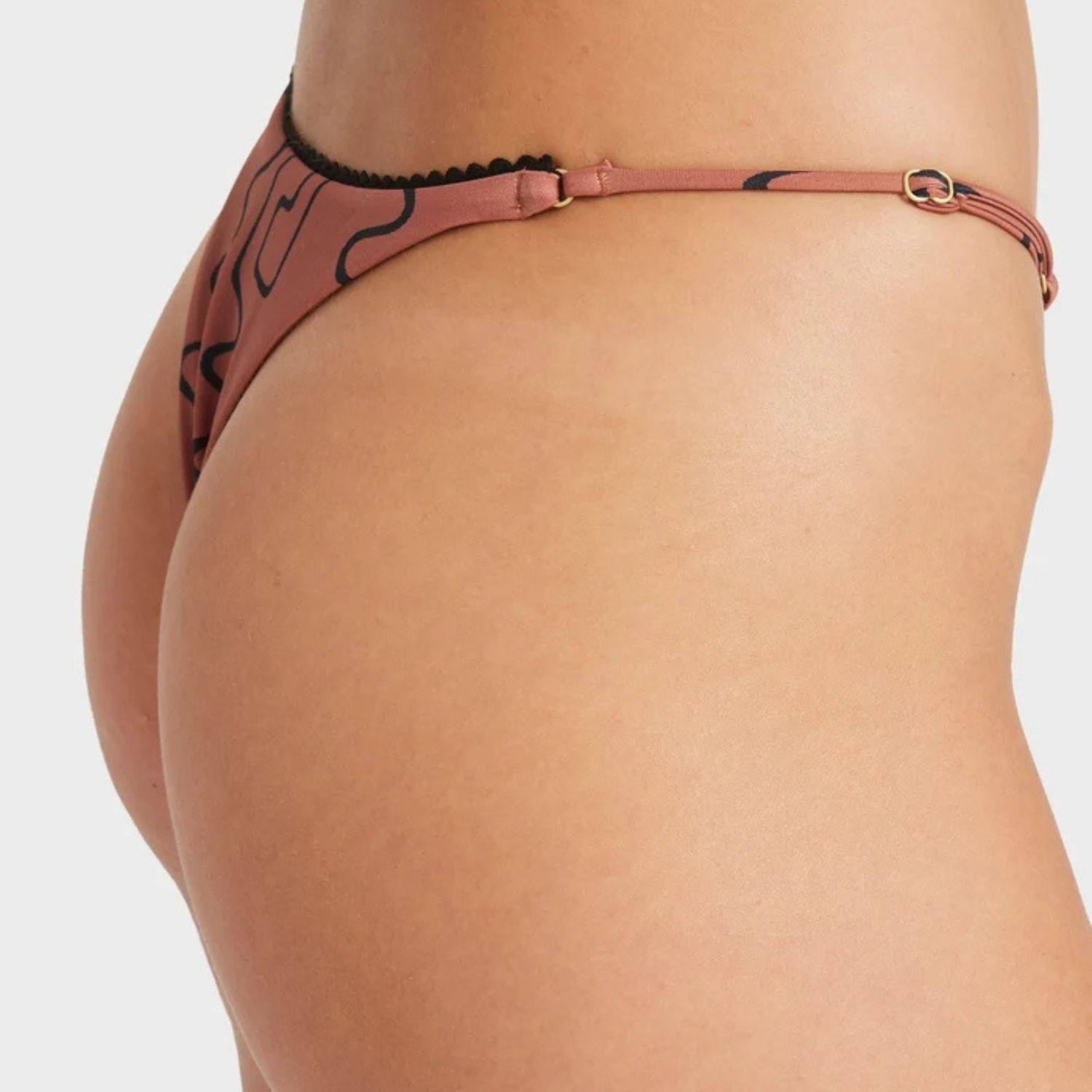 RVCA WOMENS THOUGHT PATTERN ULTRA SKIMPY SWIM PANT - MAHOGANY